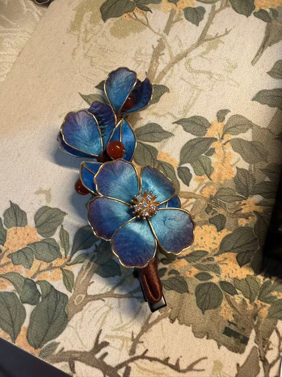 Blue Ronghua Hair Barrette